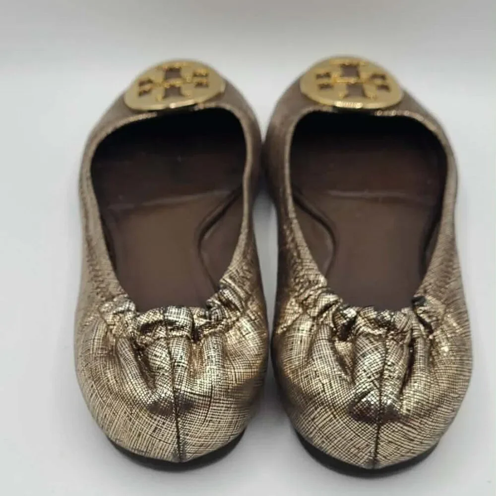Tory Burch Reva Rare Metallic Ballet Flats size 7 1/2